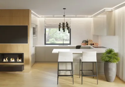 Apartament minimalistyczny z biokominkiem