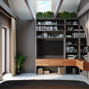 dom w ciemnych kolorach  